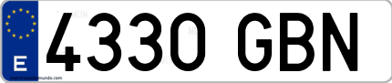 Ejemplo de matrícula de coche ordinaria 4330 GBN