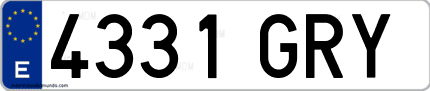 Ejemplo de matrícula de coche ordinaria 4331 GRY