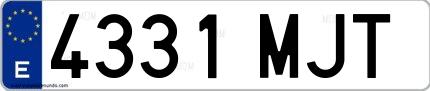Ejemplo de matrícula española 4331 MJT