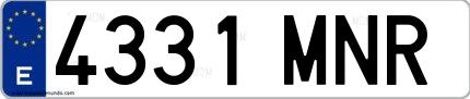 Ejemplo de matrícula española 4331 MNR