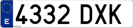 Ejemplo de matrícula de coche ordinaria 4332 DXK