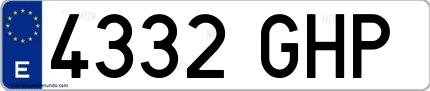 Ejemplo de matrícula española 4332 GHP