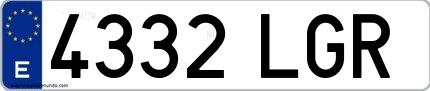Ejemplo de matrícula española 4332 LGR