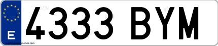 Ejemplo de matrícula española 4333 BYM