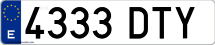 Ejemplo de matrícula de coche ordinaria 4333 DTY