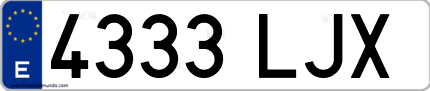 Ejemplo de matrícula de coche ordinaria 4333 LJX
