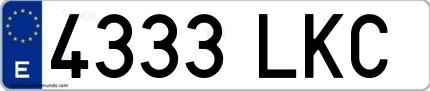 Ejemplo de matrícula española 4333 LKC