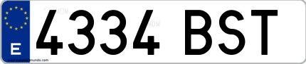 Ejemplo de matrícula española 4334 BST