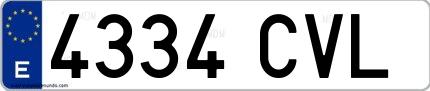Ejemplo de matrícula española 4334 CVL