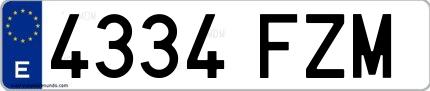 Ejemplo de matrícula española 4334 FZM