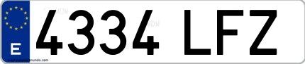 Ejemplo de matrícula española 4334 LFZ