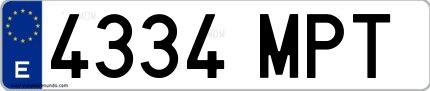 Ejemplo de matrícula española 4334 MPT