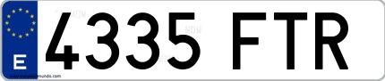 Ejemplo de matrícula española 4335 FTR