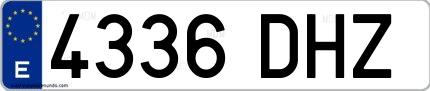 Ejemplo de matrícula española 4336 DHZ