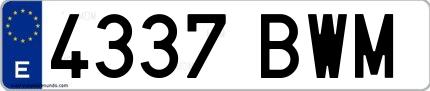 Ejemplo de matrícula española 4337 BWM