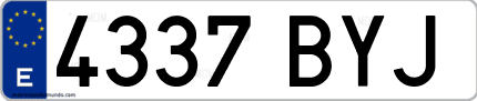 Ejemplo de matrícula de coche ordinaria 4337 BYJ