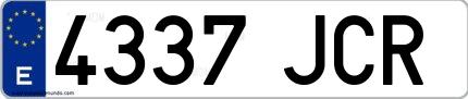 Ejemplo de matrícula española 4337 JCR