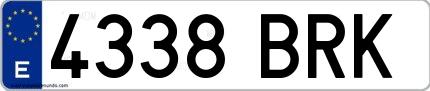 Ejemplo de matrícula española 4338 BRK