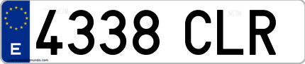 Ejemplo de matrícula de coche ordinaria 4338 CLR