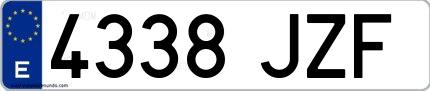 Ejemplo de matrícula española 4338 JZF