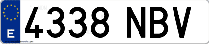Ejemplo de matrícula de coche ordinaria 4338 NBV