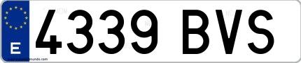 Ejemplo de matrícula española 4339 BVS