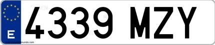 Ejemplo de matrícula española 4339 MZY