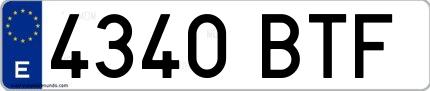 Ejemplo de matrícula española 4340 BTF