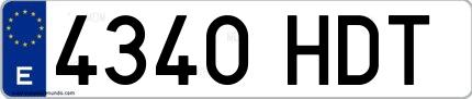Ejemplo de matrícula española 4340 HDT