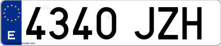 Ejemplo de matrícula de coche ordinaria 4340 JZH