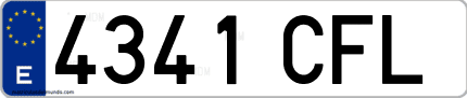 Ejemplo de matrícula de coche ordinaria 4341 CFL