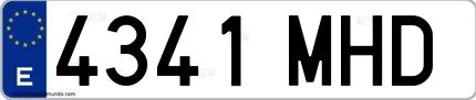 Ejemplo de matrícula española 4341 MHD