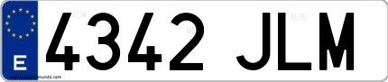 Ejemplo de matrícula española 4342 JLM