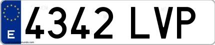 Ejemplo de matrícula española 4342 LVP