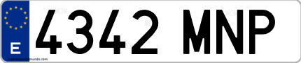 Ejemplo de matrícula de coche ordinaria 4342 MNP