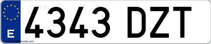 Ejemplo de matrícula española 4343 DZT