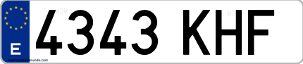 Ejemplo de matrícula de coche ordinaria 4343 KHF