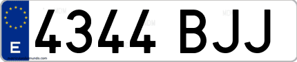 Ejemplo de matrícula de coche ordinaria 4344 BJJ