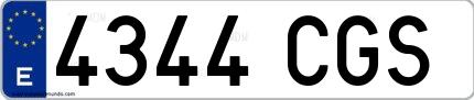 Ejemplo de matrícula española 4344 CGS
