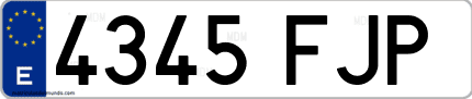 Ejemplo de matrícula de coche ordinaria 4345 FJP