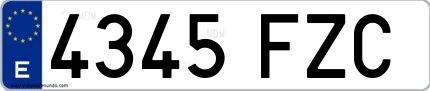 Ejemplo de matrícula española 4345 FZC