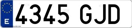 Ejemplo de matrícula española 4345 GJD