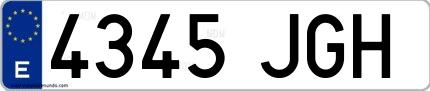 Ejemplo de matrícula española 4345 JGH