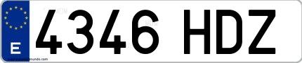 Ejemplo de matrícula española 4346 HDZ