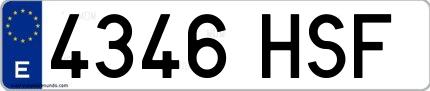 Ejemplo de matrícula española 4346 HSF