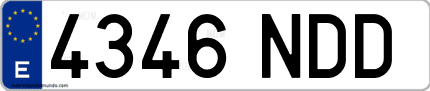 Ejemplo de matrícula de coche ordinaria 4346 NDD