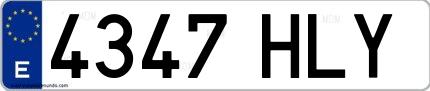 Ejemplo de matrícula española 4347 HLY