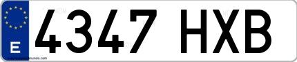 Ejemplo de matrícula española 4347 HXB