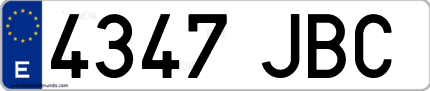 Ejemplo de matrícula de coche ordinaria 4347 JBC