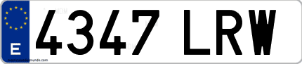 Ejemplo de matrícula de coche ordinaria 4347 LRW